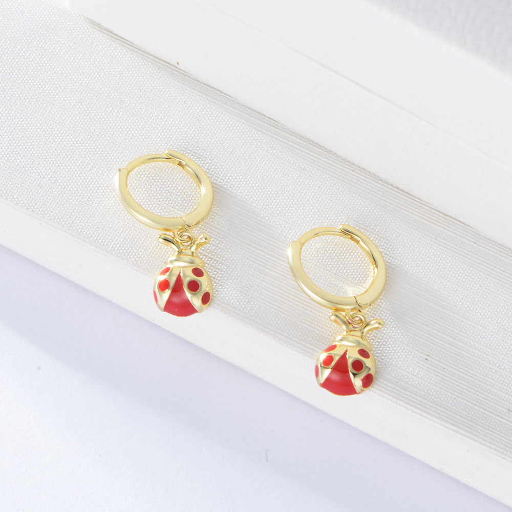 Trendy Ladybug Earrings Jewelry  Hoop Earrings