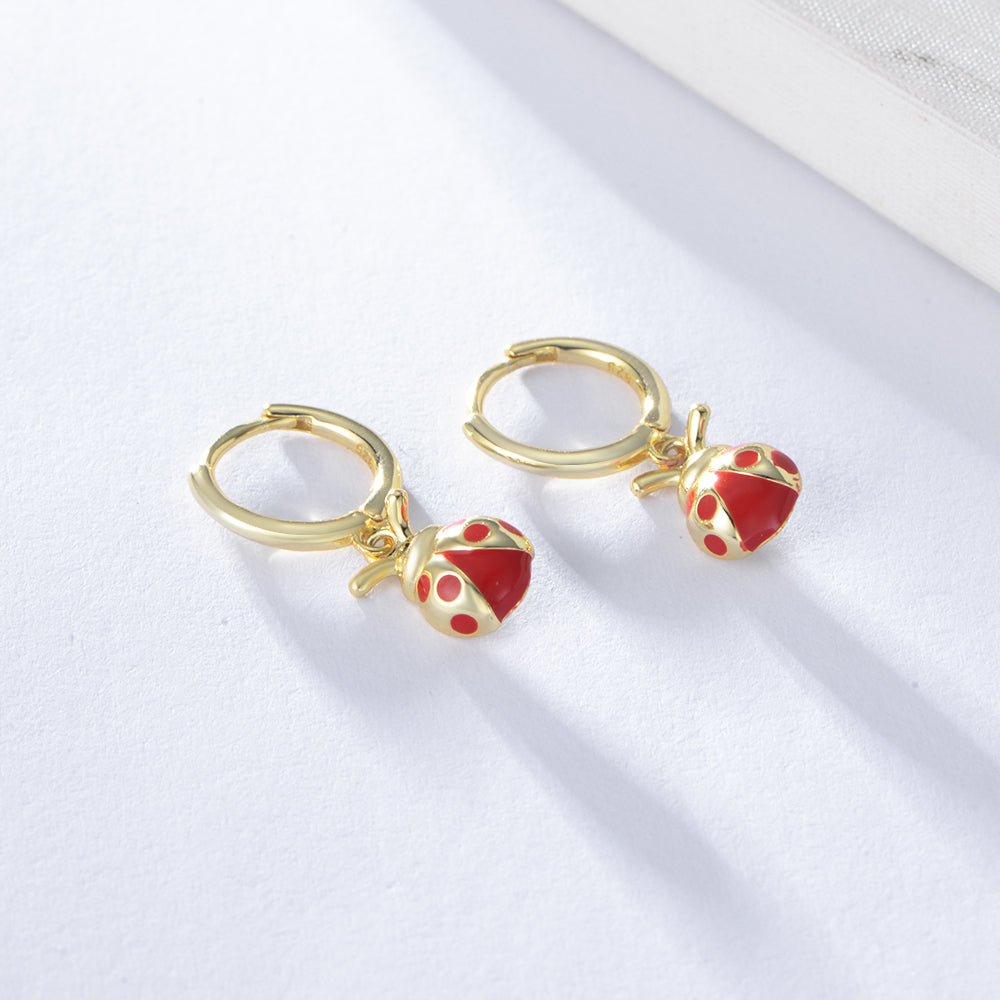 Trendy Ladybug Earrings Jewelry  Hoop Earrings
