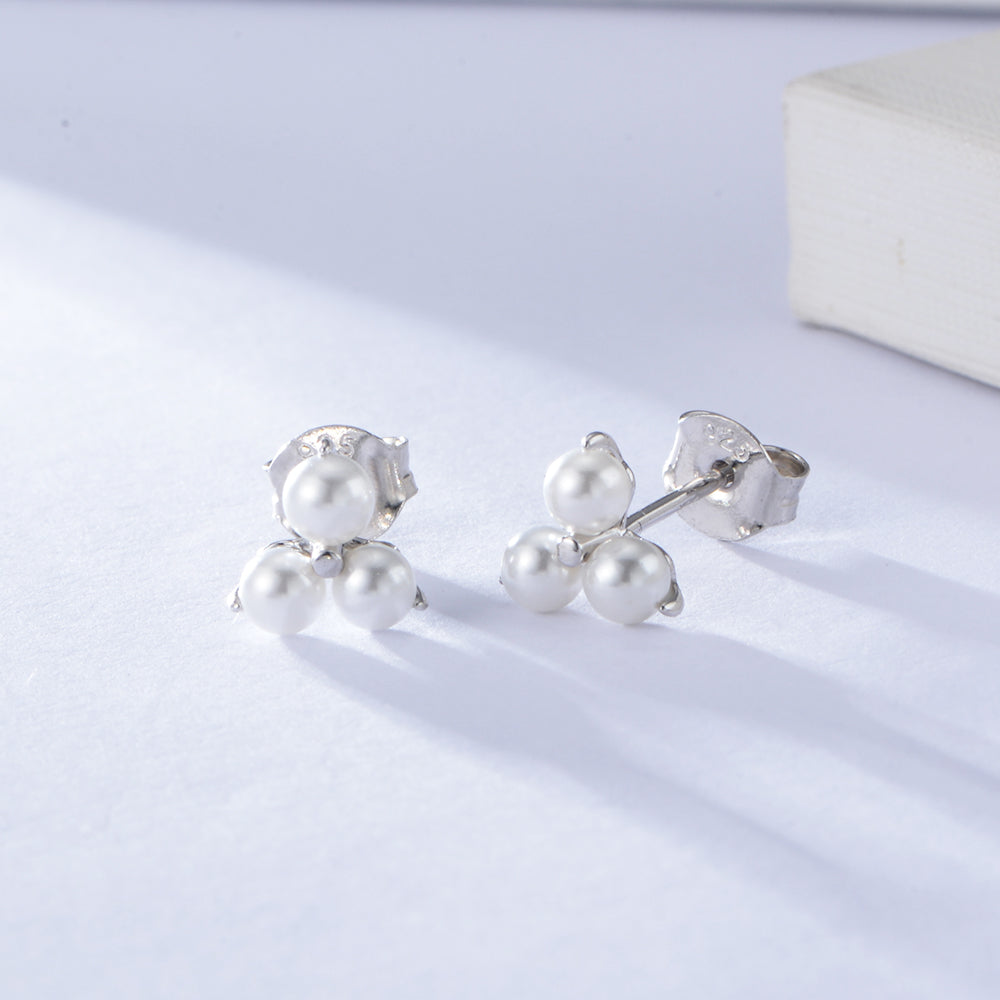 Trendy Gold Plated Jewelry Elegant Sterling Silver Pearl Stud Earring