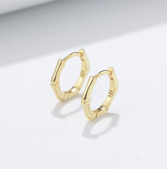 Minimalist Plant Plain Jewelry Bamboo Knots Huggie Earrings