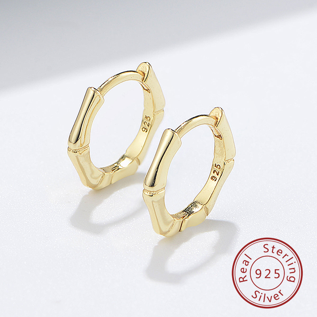 Minimalist Plant Plain Jewelry Bamboo Knots Huggie Earrings