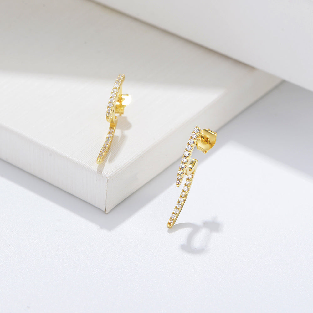 Fashion Cubic Zirconia Lightning Bolt Stud Earrings