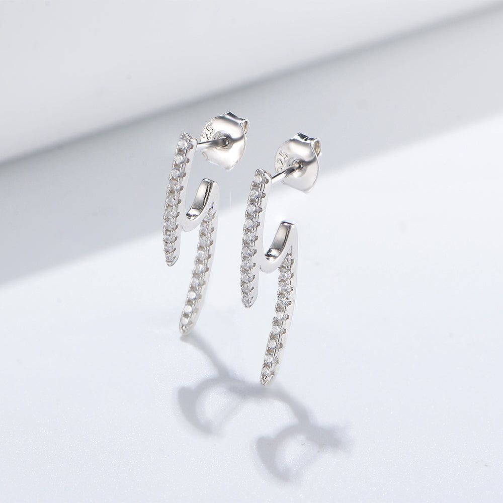 Fashion Cubic Zirconia Lightning Bolt Stud Earrings