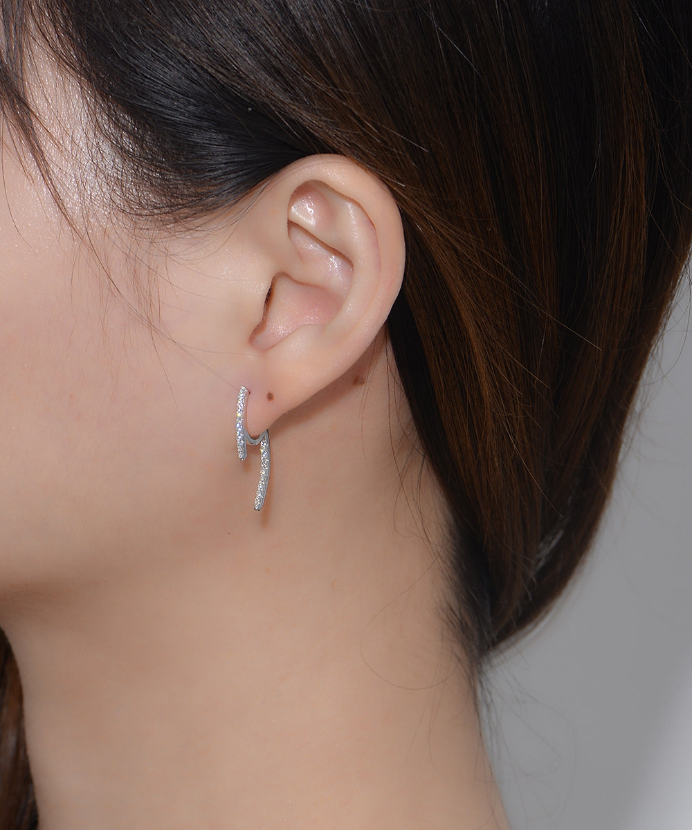 Fashion Cubic Zirconia Lightning Bolt Stud Earrings