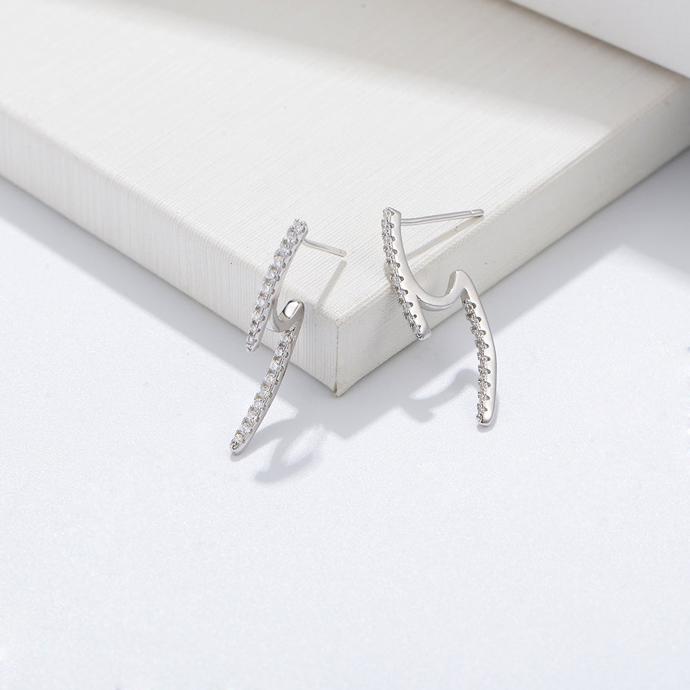 Fashion Cubic Zirconia Lightning Bolt Stud Earrings