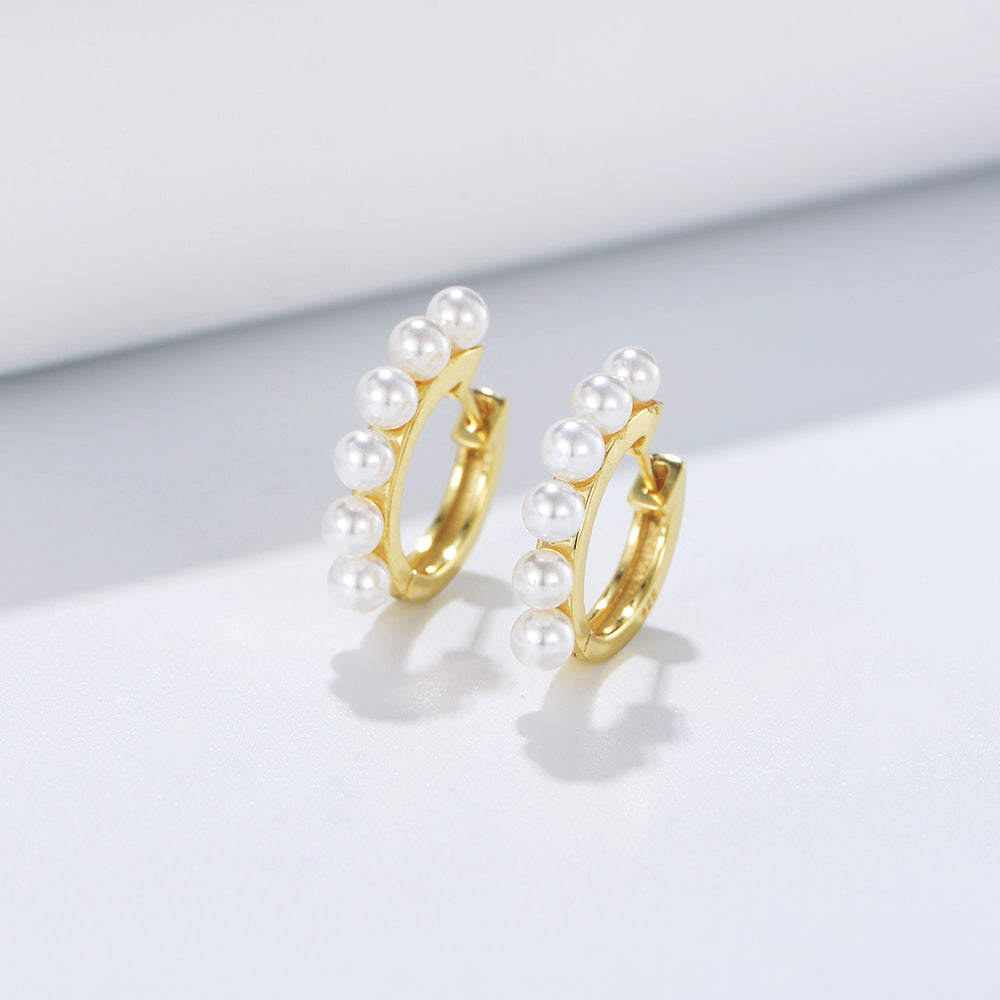 Fine Jewelry Pearl Hoop Huggie Earring