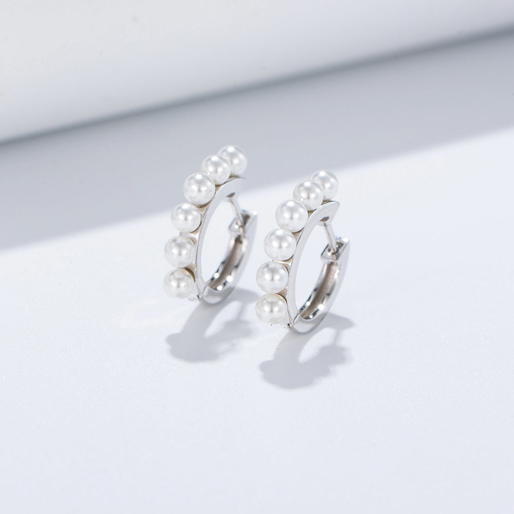 Fine Jewelry Pearl Hoop Huggie Earring