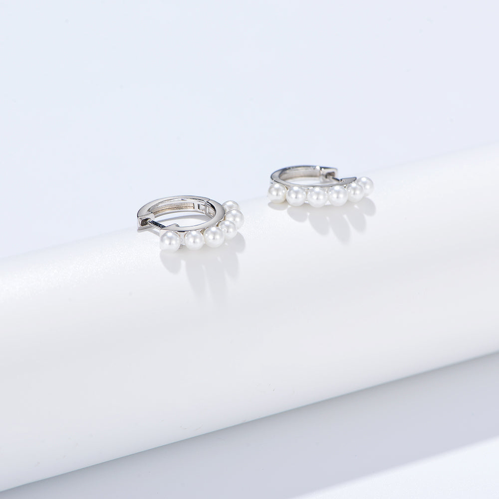 Fine Jewelry Pearl Hoop Huggie Earring