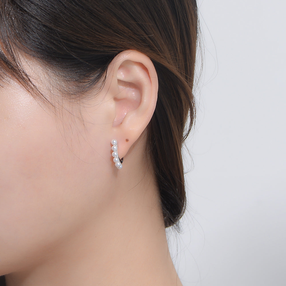 Fine Jewelry Pearl Hoop Huggie Earring