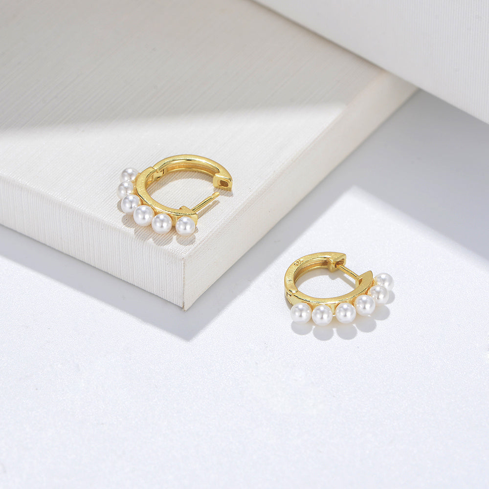 Fine Jewelry Pearl Hoop Huggie Earring