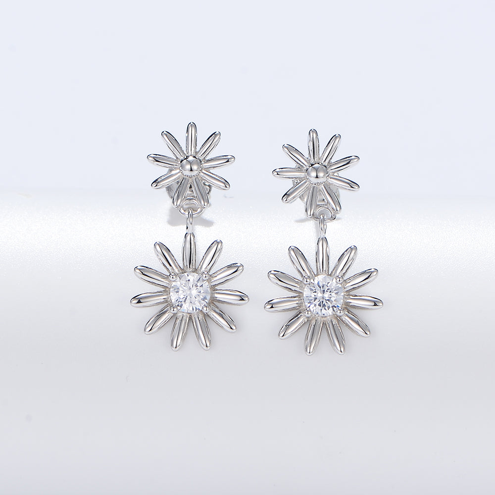 New Design 925 Sterling Silver Summer Sunflower Daisy Stud Earrings