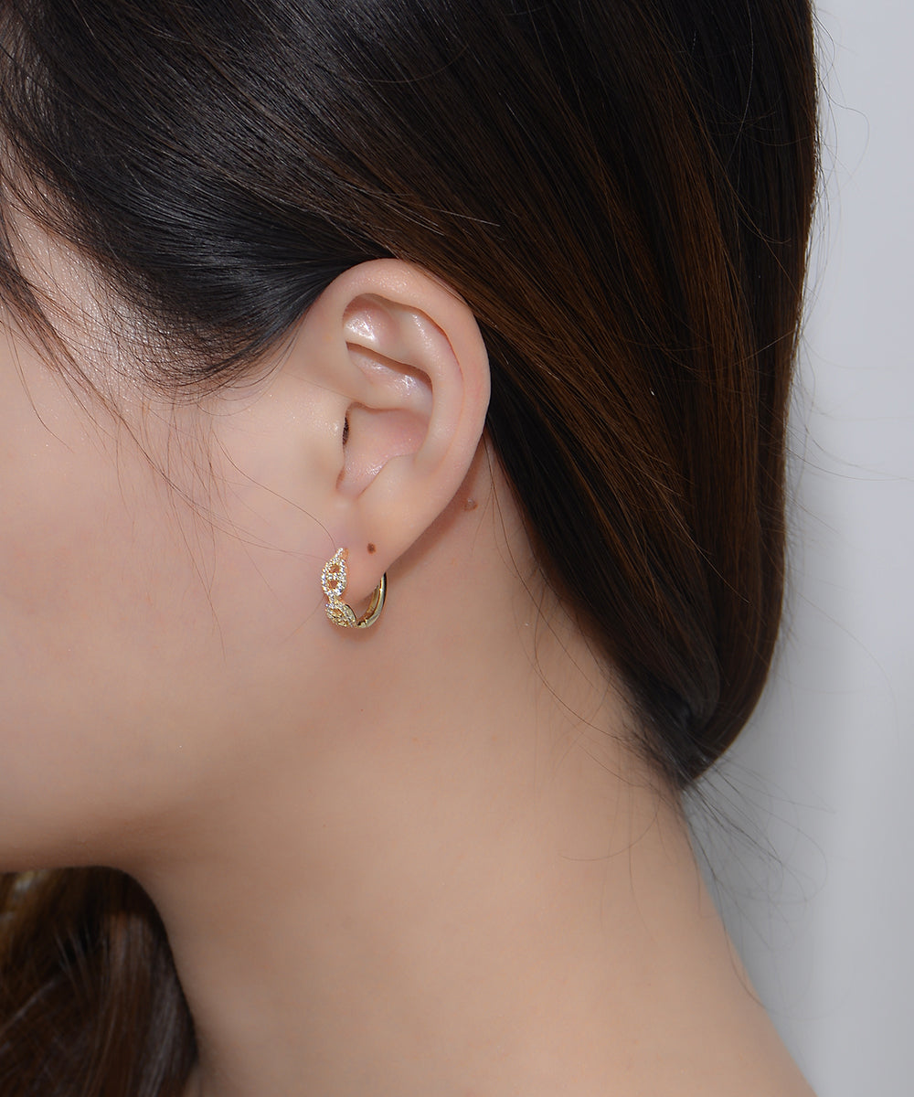 Pave CZ Pig Nose Huggie Earring