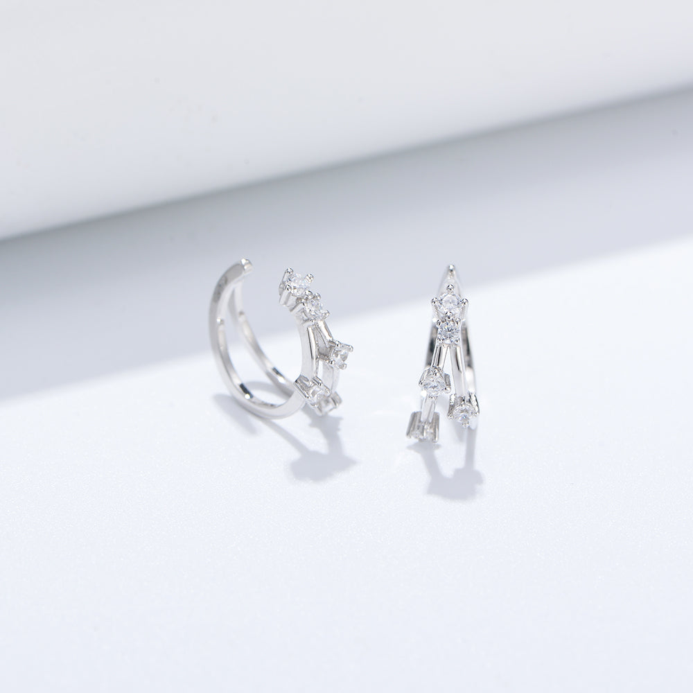 Minimalist Gold Plated Zircon No Piercing Dainty Cuff Earrings