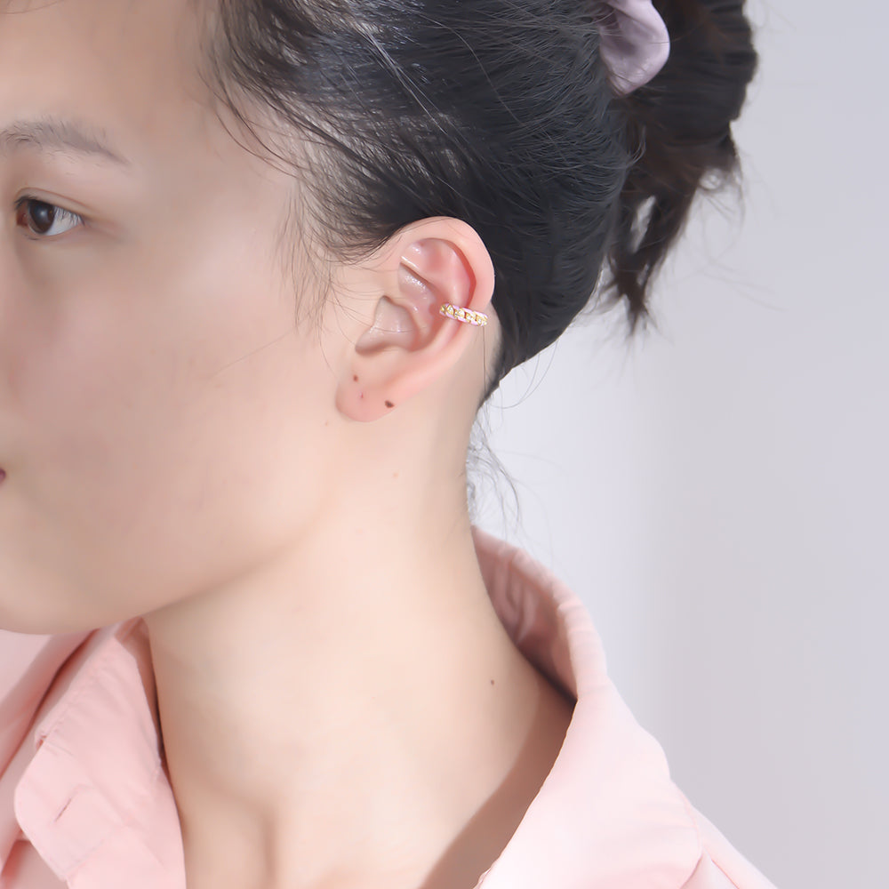 Clip on Twisted Pink Enamel Cuff Earrings