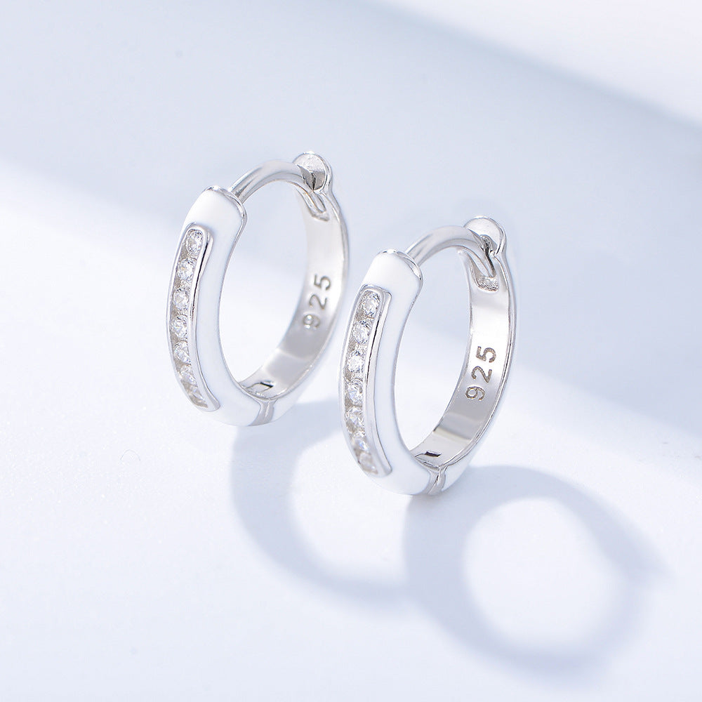 Trendy Jewelry Cubic Zirconia Enamel Huggie Earrings