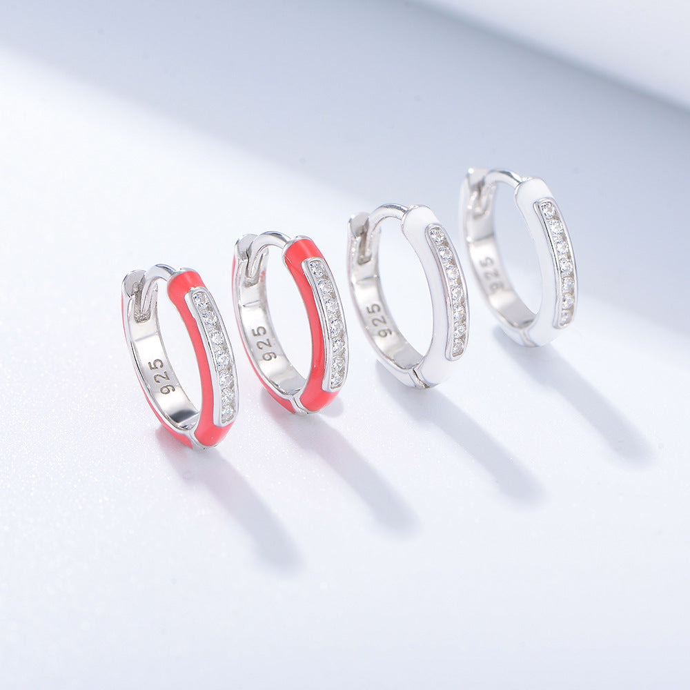 Trendy Jewelry Cubic Zirconia Enamel Huggie Earrings