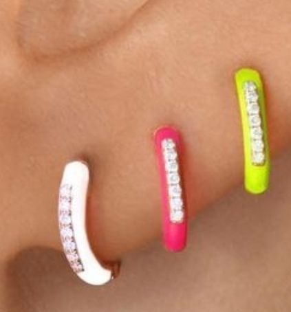 Trendy Jewelry Cubic Zirconia Enamel Huggie Earrings
