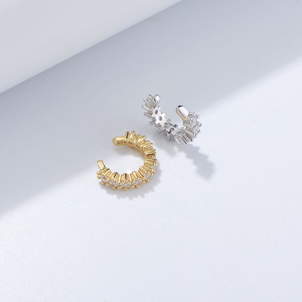 Elegant Gold Plated Zirconia No Piercing Cuff Earrings