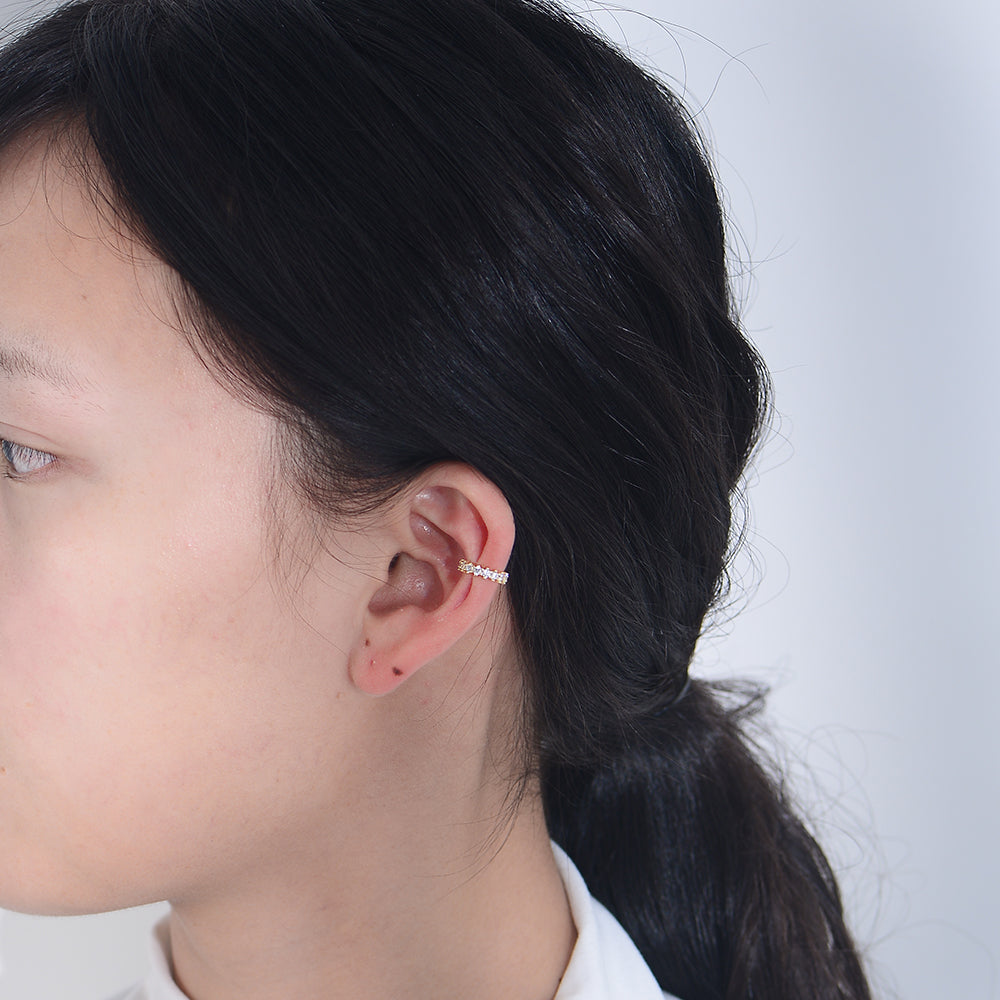 Elegant Gold Plated Zirconia No Piercing Cuff Earrings