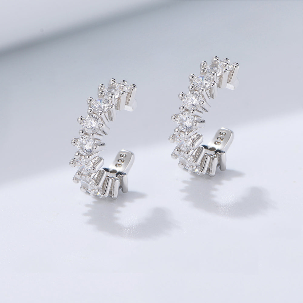 Elegant Gold Plated Zirconia No Piercing Cuff Earrings