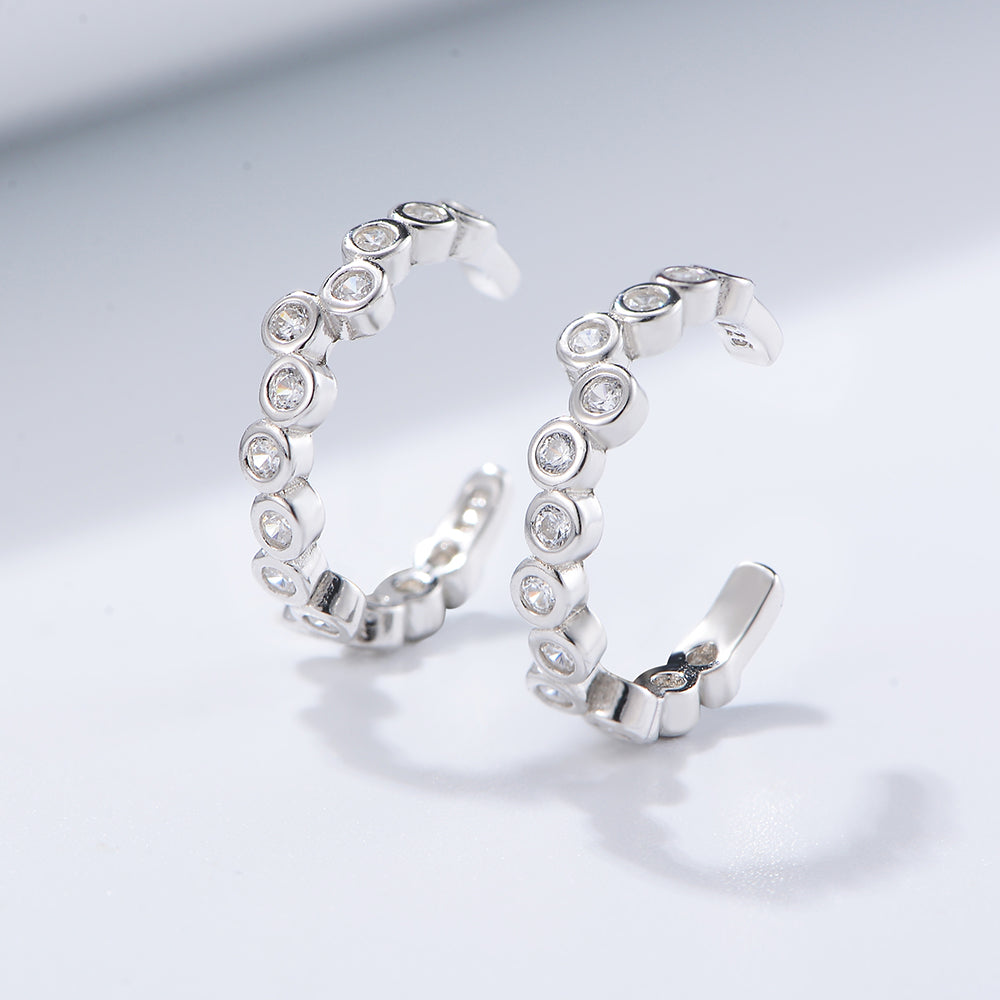 C Shape Earring  Zirconia Cuff Earrings