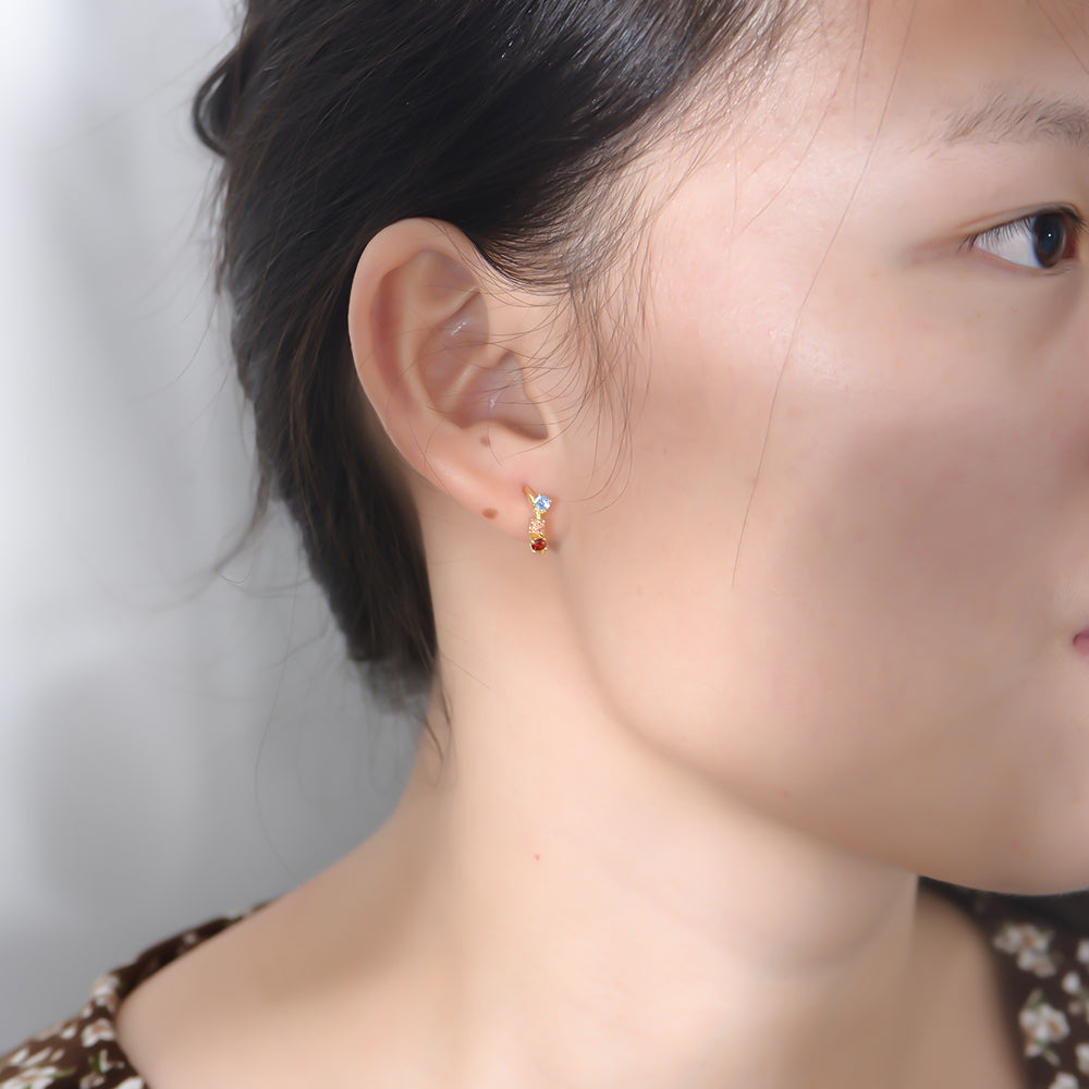 Fashion Colorful Cubic Zircon Chain Tassel Cuff Earring