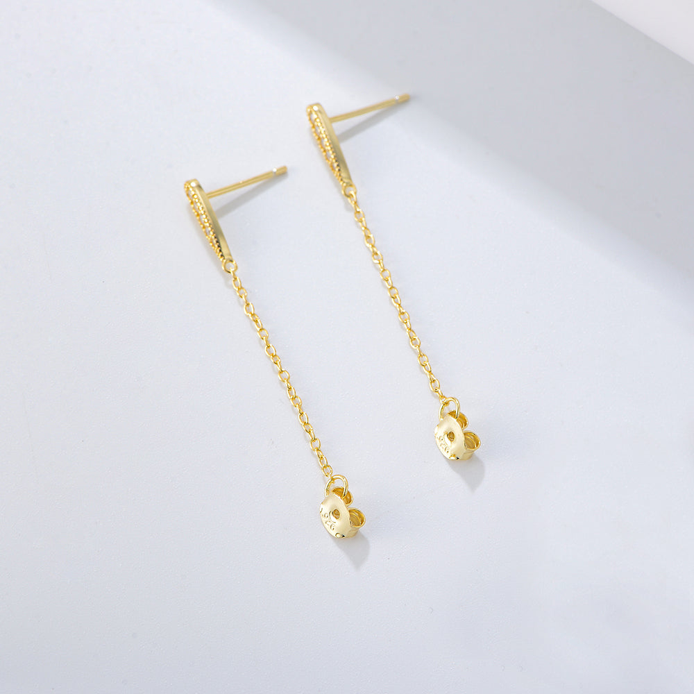Fashion Cubic Zirconia Link Chain Drop Earrings