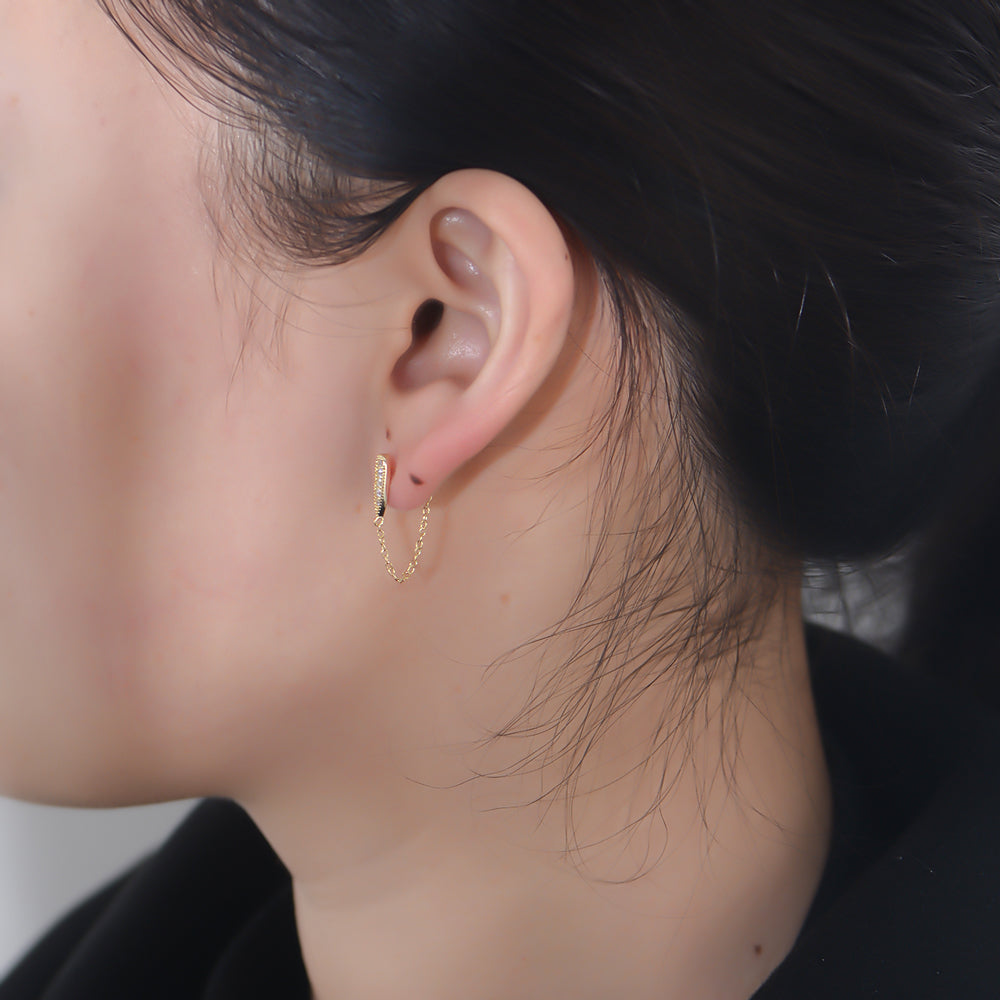 Fashion Cubic Zirconia Link Chain Drop Earrings