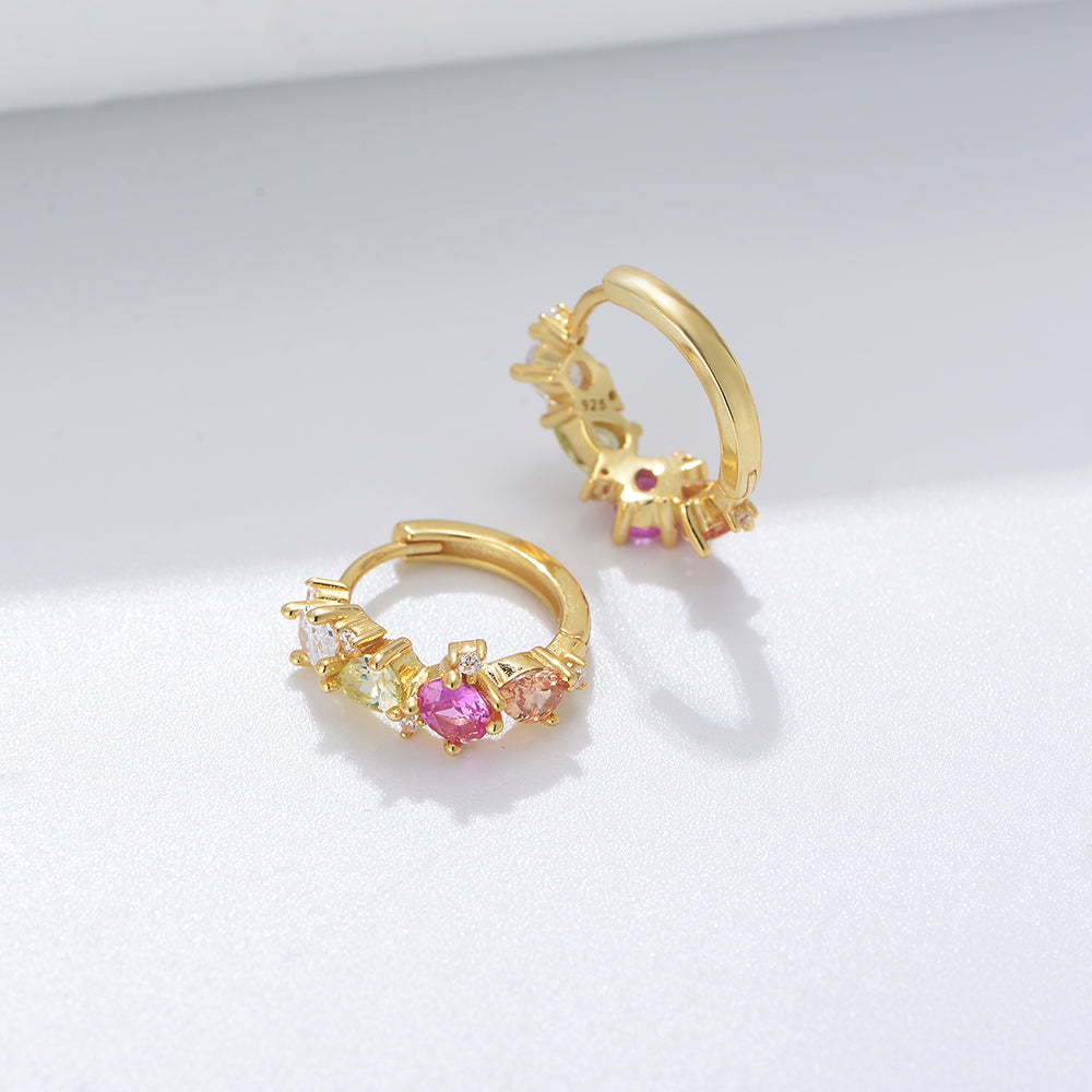 Fashion Color Cubic Zirconia Hoop Huggie Earrings
