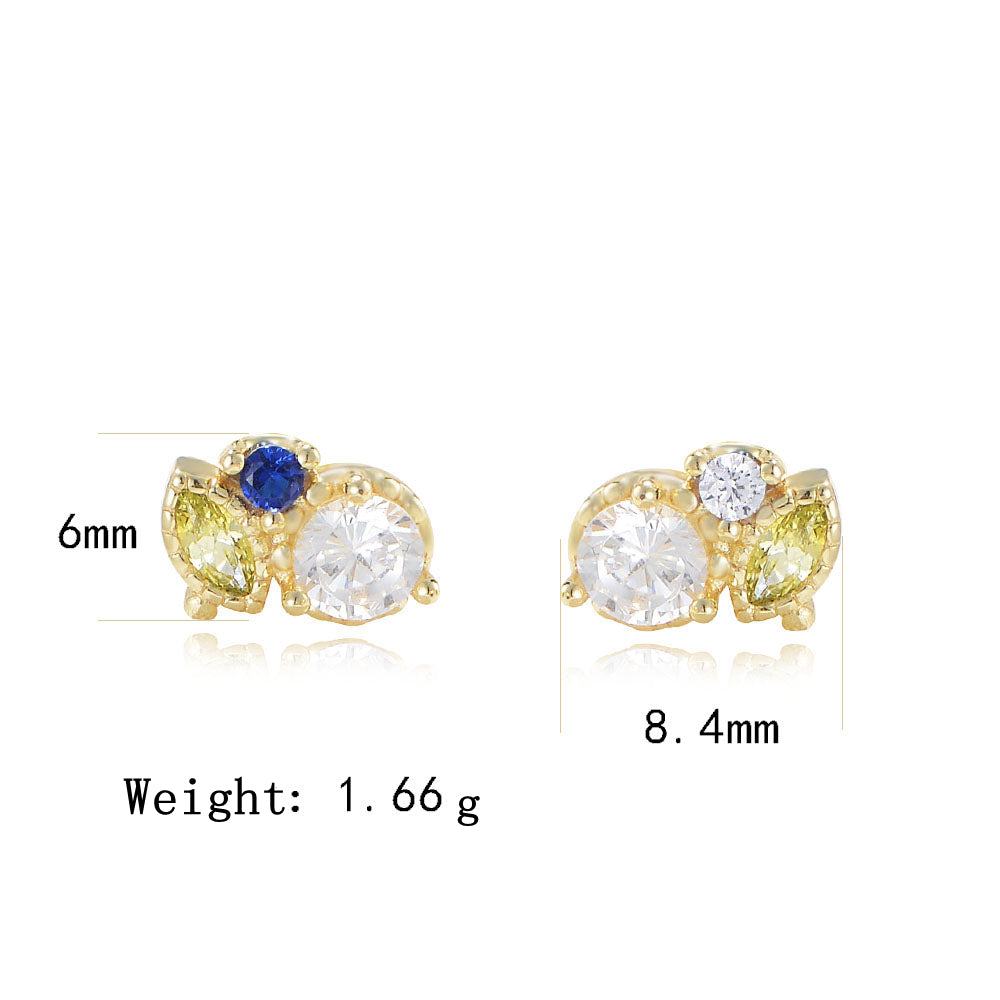 Elegant Style Simple 925 Sterling Silver Color Cubic Zirconia Stud Earrings