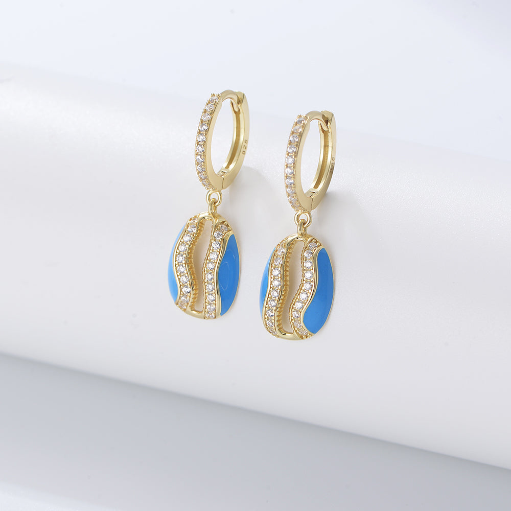 Fashion  Shell Enamel Hoop Earrings