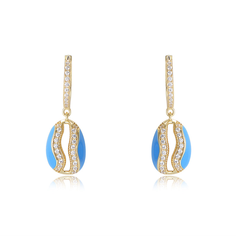 Fashion 925 Sterling Silver Shell Enamel Hoop Earrings