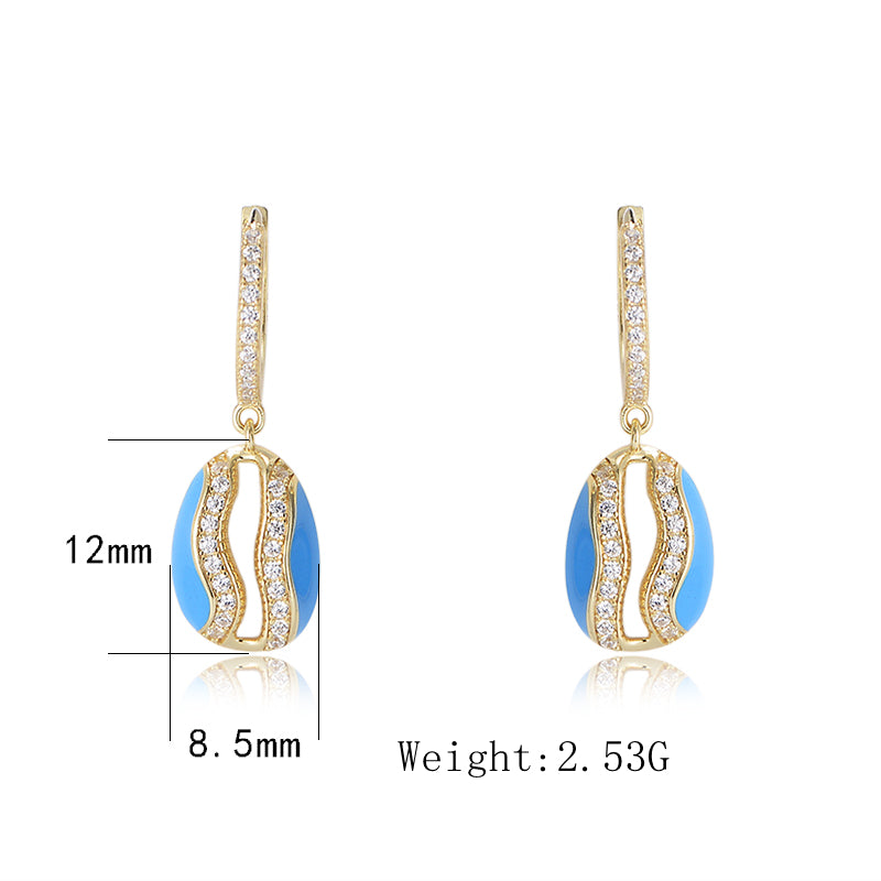 Fashion 925 Sterling Silver Shell Enamel Hoop Earrings