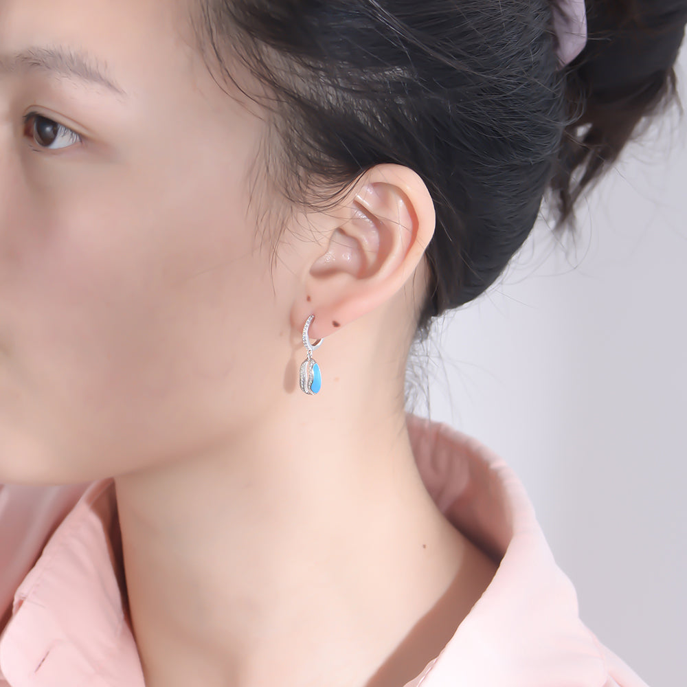 Fashion  Shell Enamel Hoop Earrings