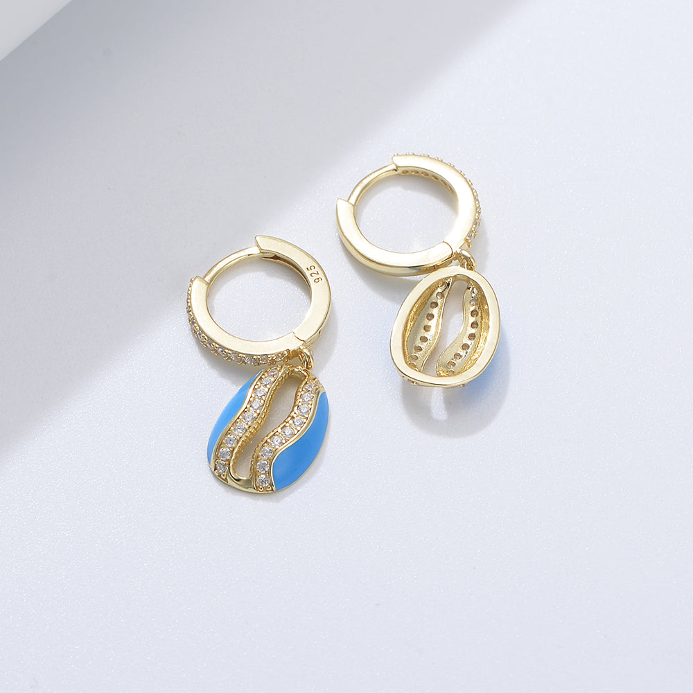 Fashion  Shell Enamel Hoop Earrings