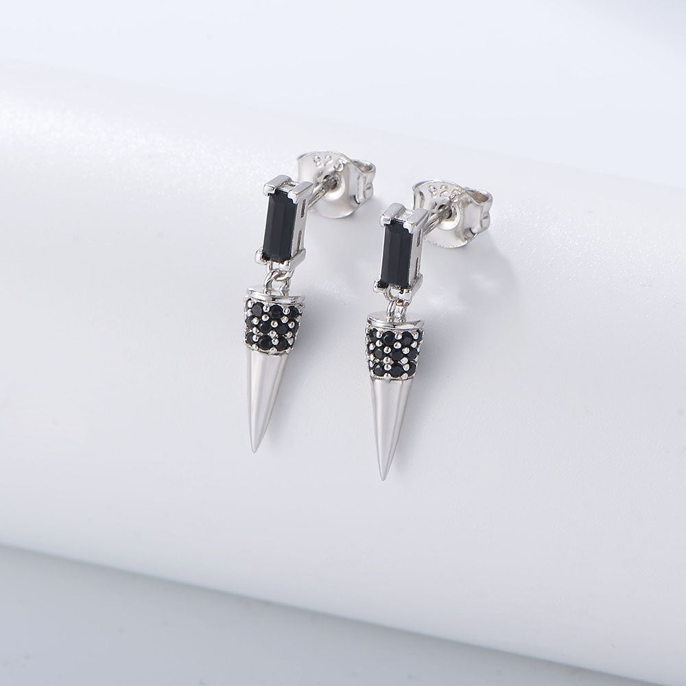 Black Zircon Cone Drop Earrings