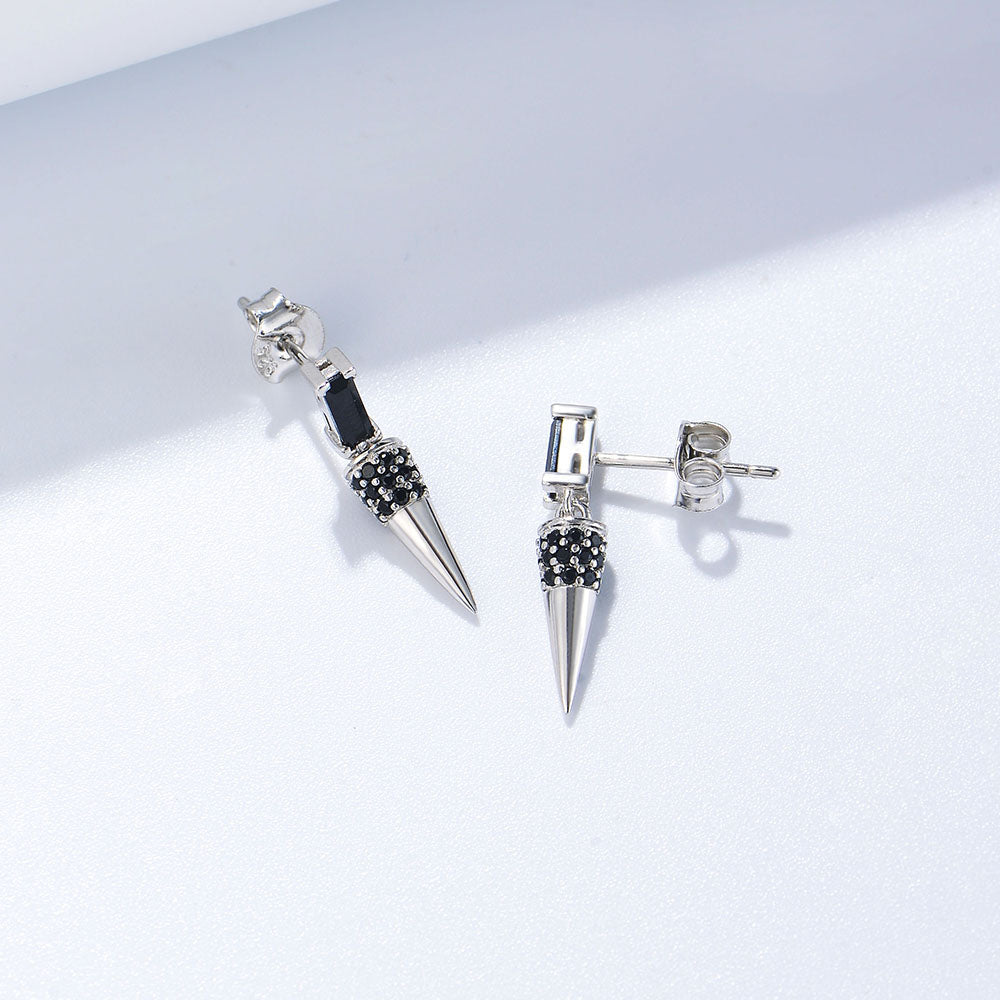Black Zircon Cone Drop Earrings