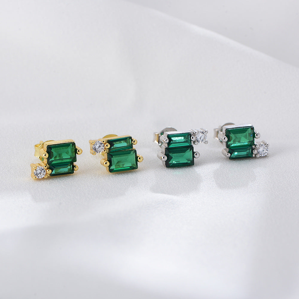 Luxury Unique  Classic Emerald Zirconia Stud Earrings