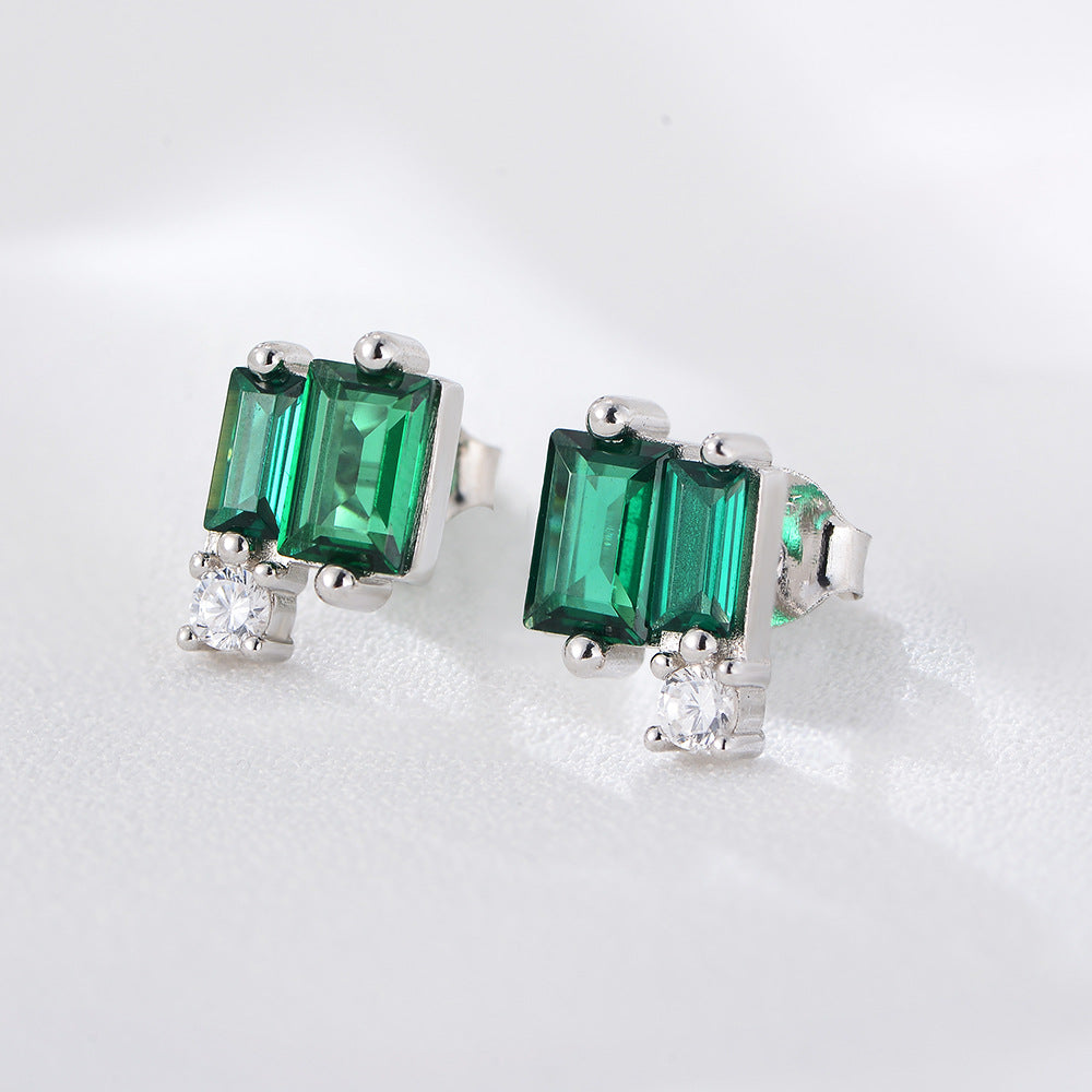Luxury Unique  Classic Emerald Zirconia Stud Earrings