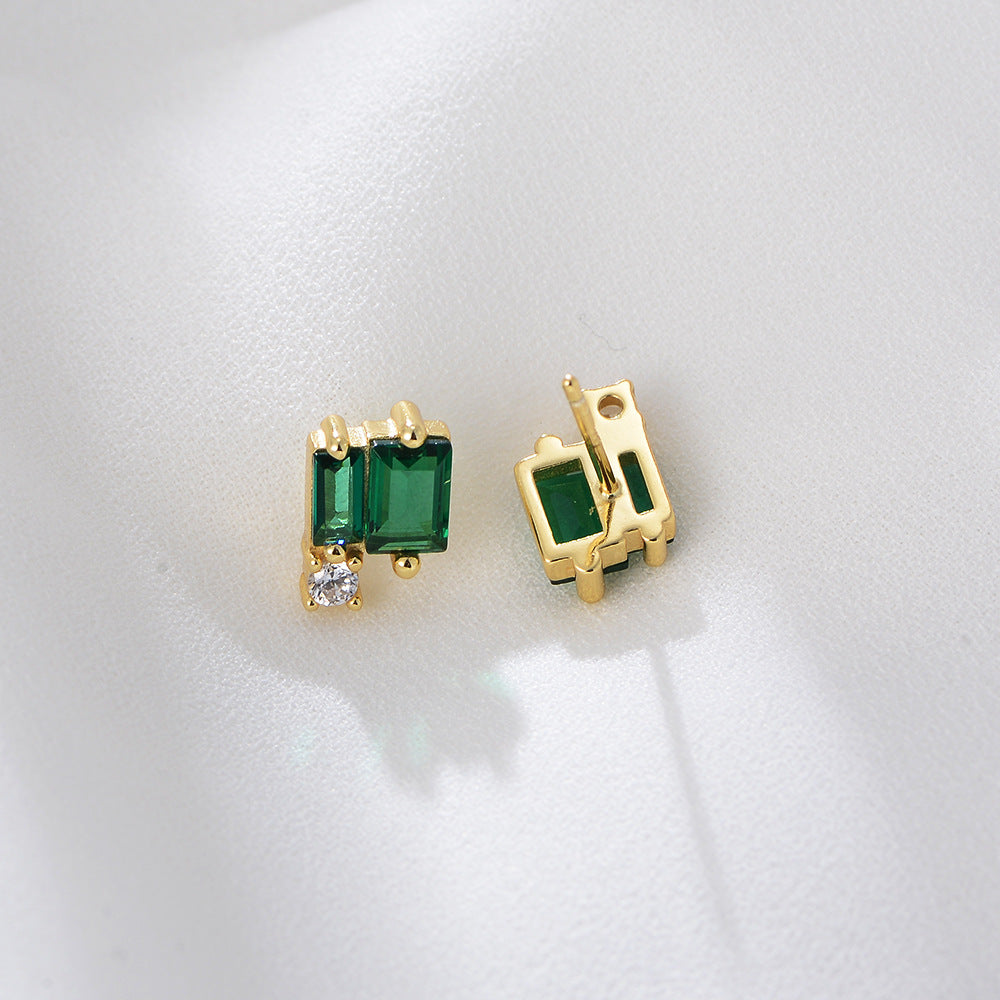 Luxury Unique  Classic Emerald Zirconia Stud Earrings