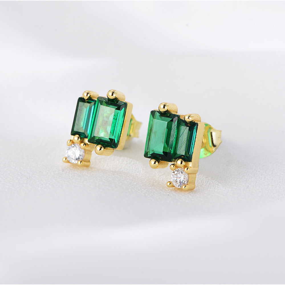 Luxury Unique  Classic Emerald Zirconia Stud Earrings