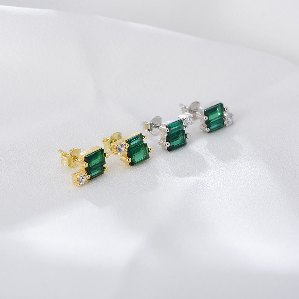 Luxury Unique  Classic Emerald Zirconia Stud Earrings