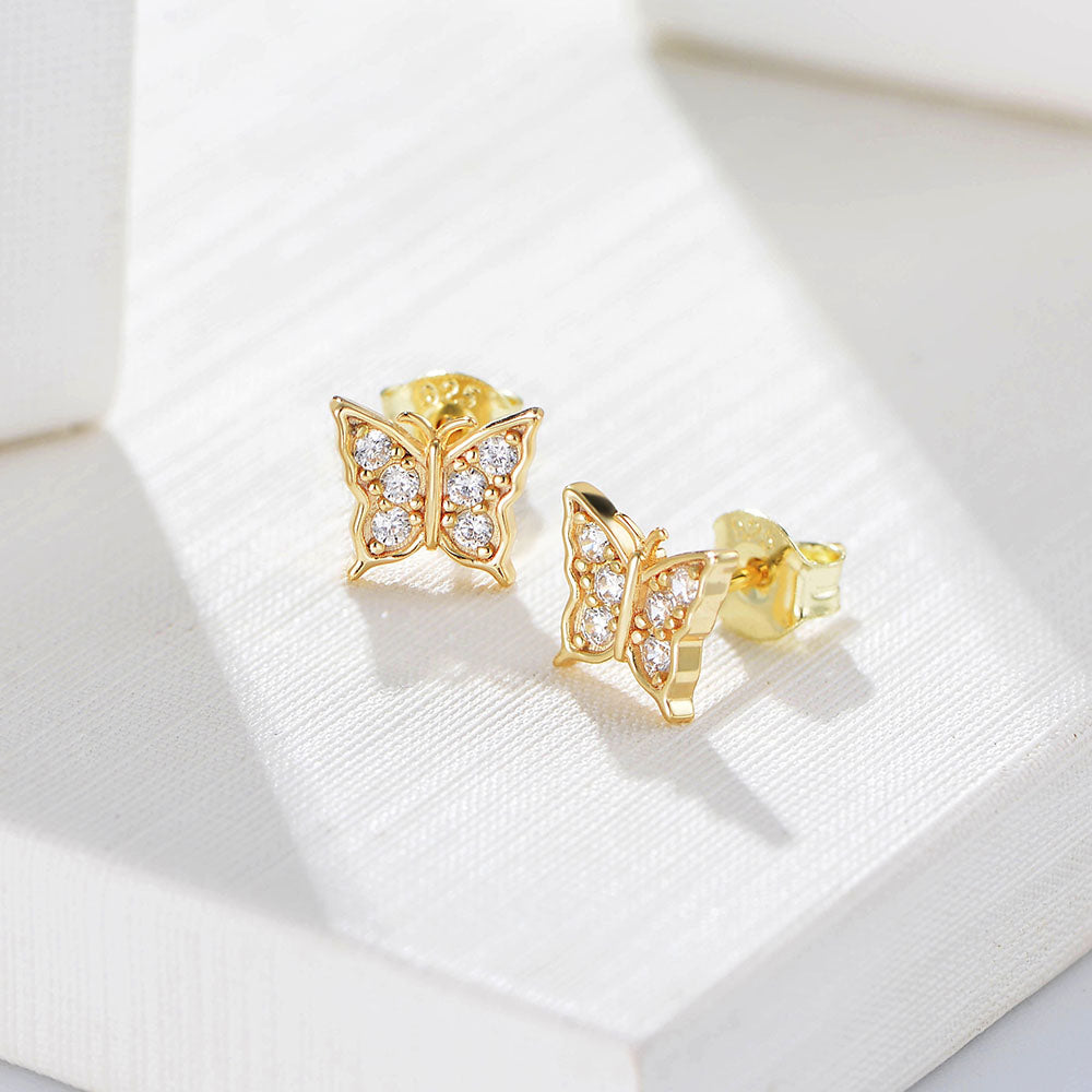 Fashion Jewelry Cubic Zirconia Butterfly Stud Earrings