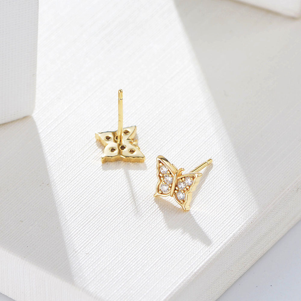 Fashion Jewelry Cubic Zirconia Butterfly Stud Earrings