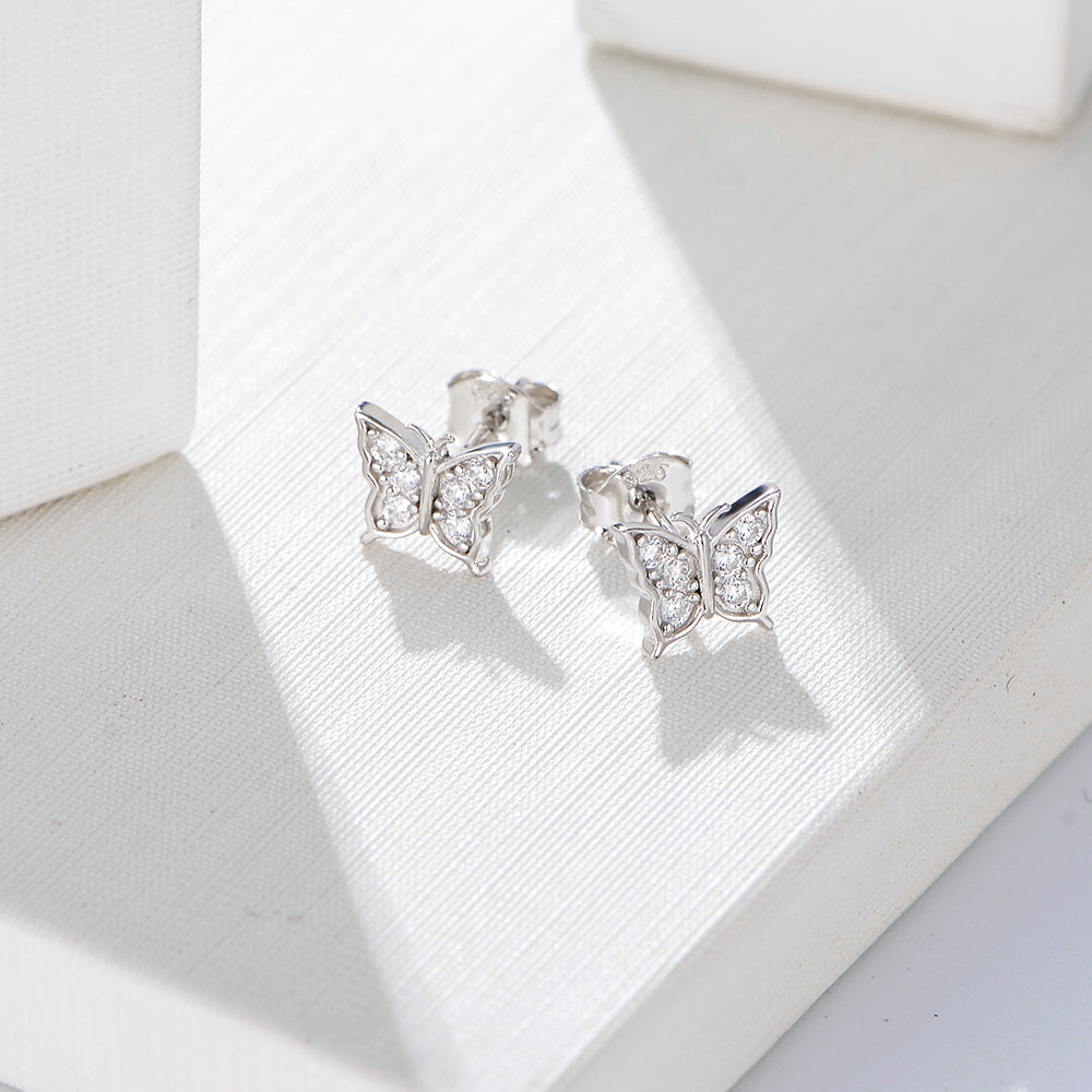 Fashion Jewelry Cubic Zirconia Butterfly Stud Earrings