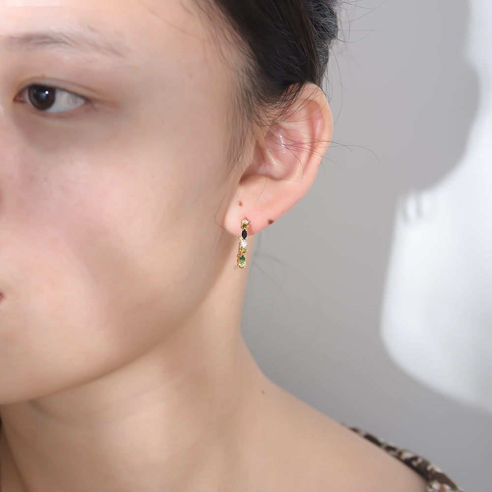 Fashion Full Setting Multicolor Cubic Zirconia Cuff Earrings