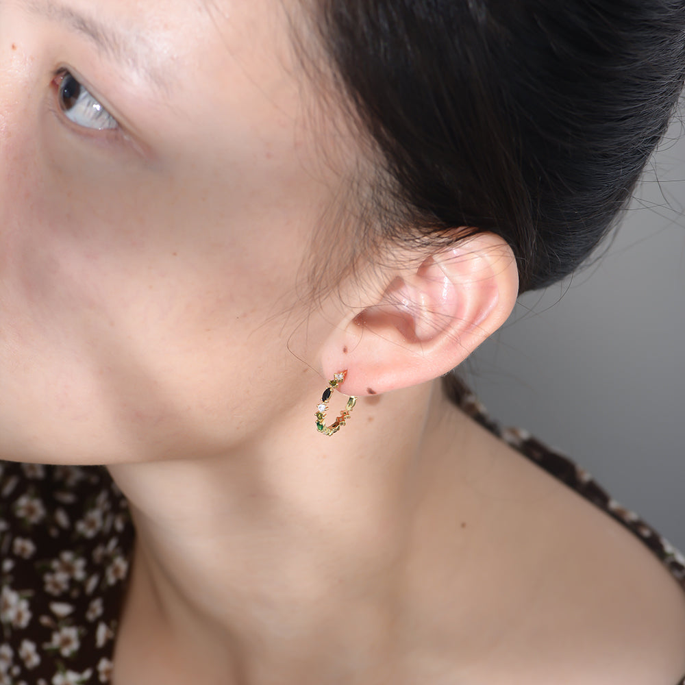 Fashion Full Setting Multicolor Cubic Zirconia Cuff Earrings