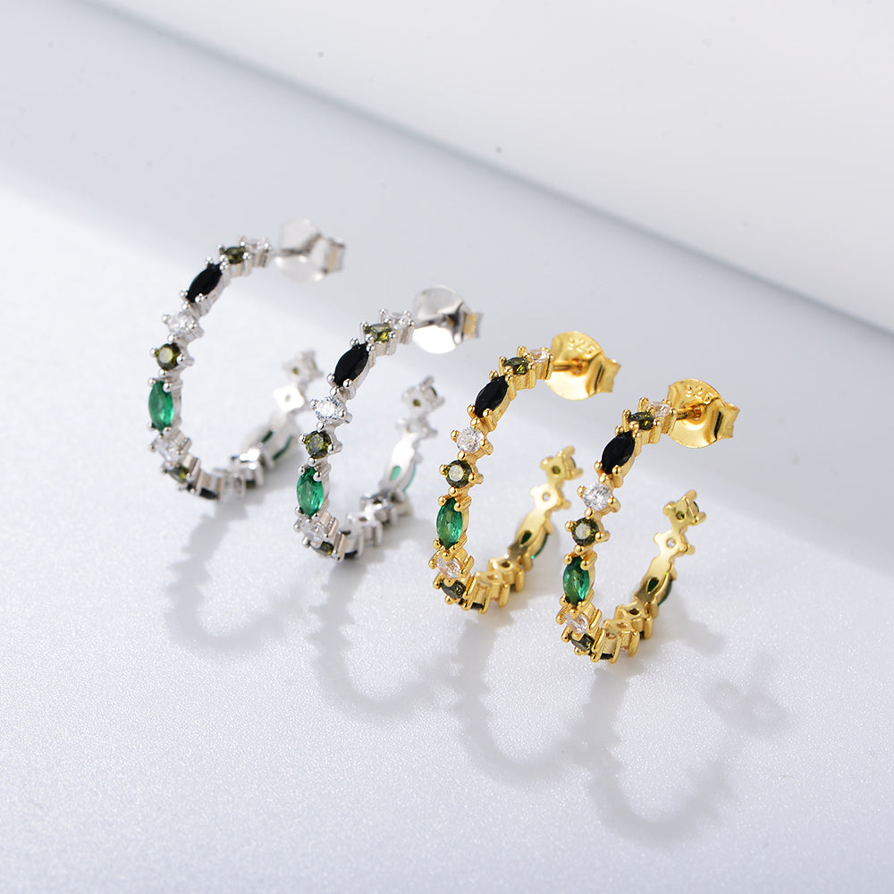 Fashion Full Setting Multicolor Cubic Zirconia Cuff Earrings