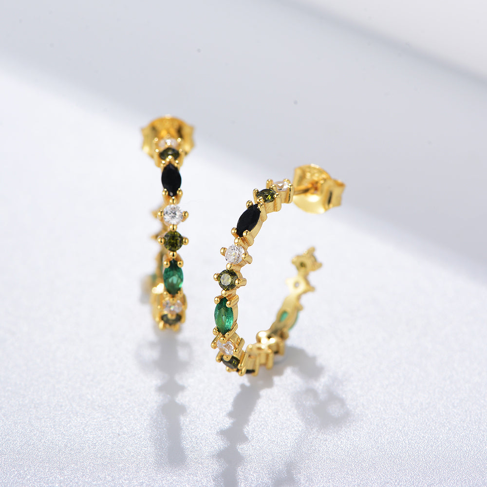 Fashion Full Setting Multicolor Cubic Zirconia Cuff Earrings