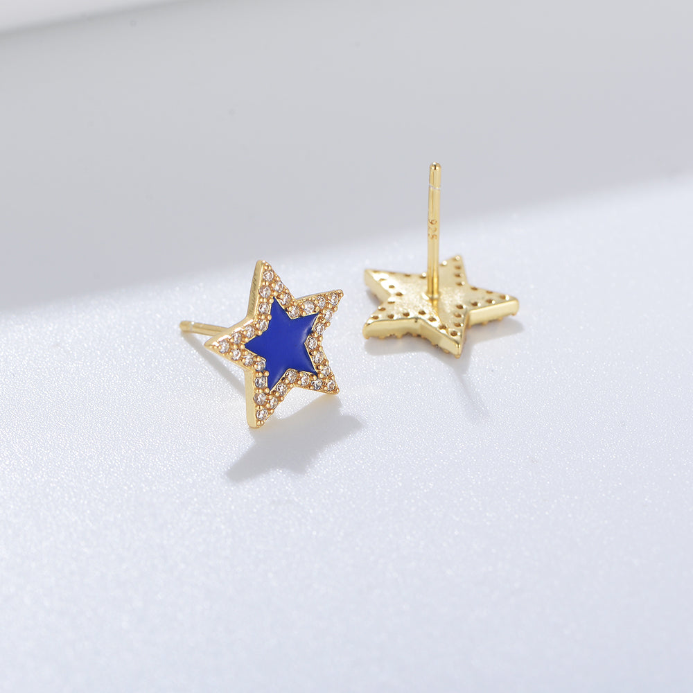 Shining Cubic Zirconia Diamond Star Enamel Stud Earring